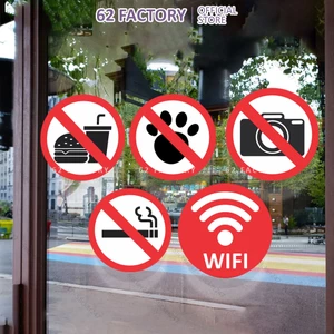 Decal Dán Biển Báo No Smoking Free Wifi Cấm Ăn Uống Push Pull Sticker biển báo kháng nước dán kính gỗ tường DCL-9-NHIEU