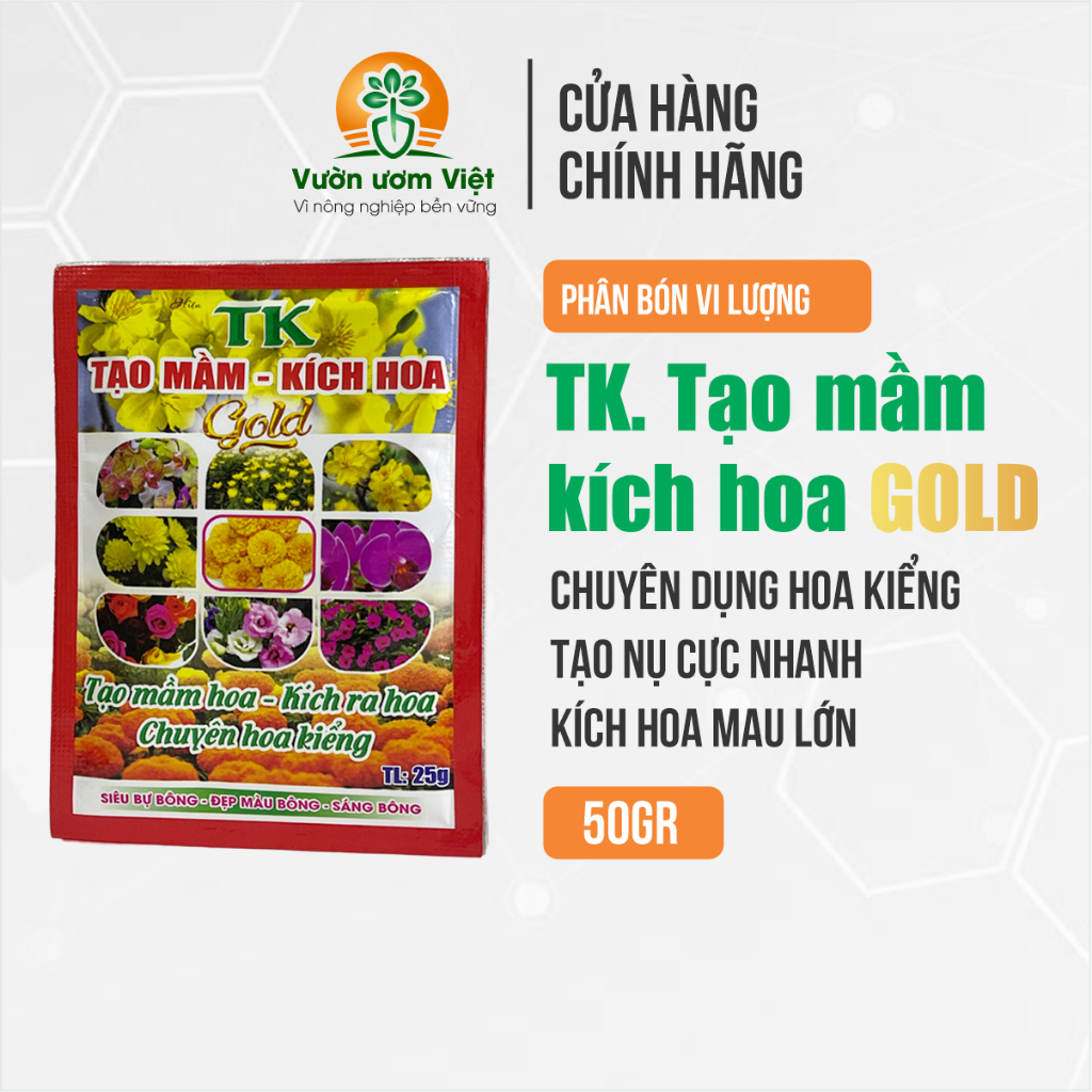 Phân bón TẠO MẦM KÍCH HOA GOLD kích bông, tạo nụ nhanh, nụ day khỏe, hoa to đẹp - 25gr