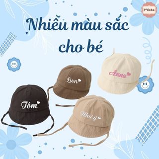 Mũ Vành Thêu Tên cho bé từ sơ sinh đến 18 tháng, mang phong cách Hàn Quốc chất liệu mềm mại cho bé
