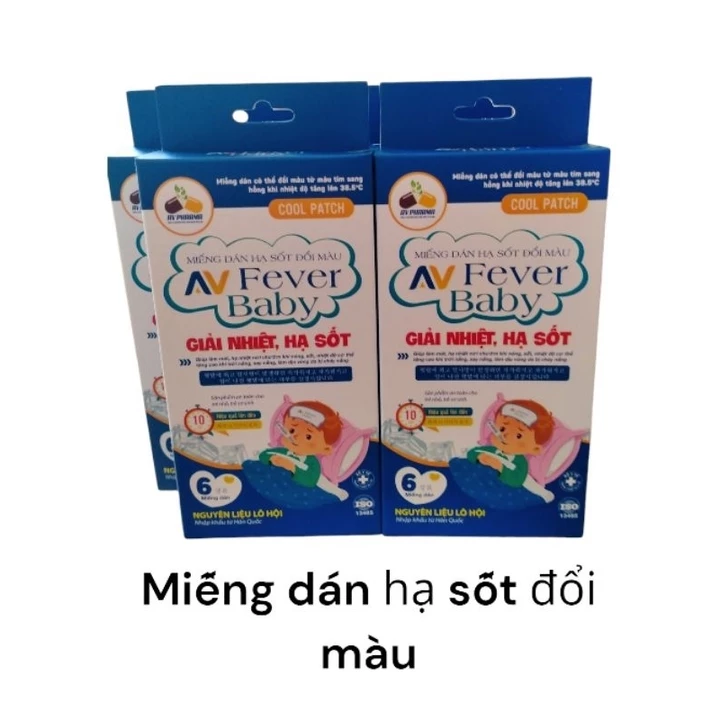 Miếng dán hạ sốt đổi màu Fever baby hộp 3túi = 6miếng giúp giải nhiệt, hạ sốt an toàn cho trẻ nhỏ