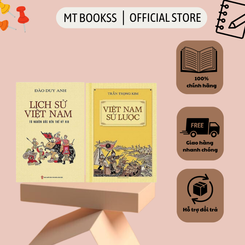 Sách - Combo Lịch sử Việt Nam từ nguồn gốc đến thế kỷ XIX (bìa mềm) + Việt Nam sử lược (bìa mềm)