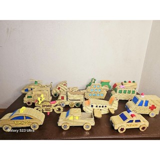 Phương tiện giao thông Steam, làm bằng trúc, đồ chơi mầm non làm bằng trúc, set 6 cái