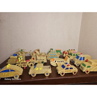 Phương tiện giao thông Steam, làm bằng trúc, đồ chơi mầm non làm bằng trúc, set 6 cái