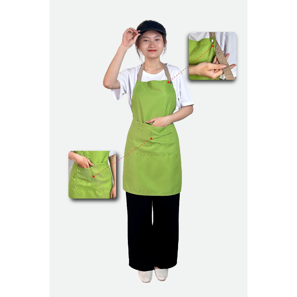 Tạp Dề Dài Kaki Dày Dặn Cho Bartender, Phục Vụ Quán Cafe, Nhà Hàng, Quán Ăn - Form Đẹp, Nhiều Màu