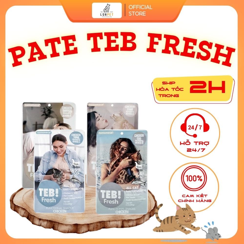 [Hoả tốc] Pate cao cấp Teb Fresh dạng súp sệt, pate cho mèo con, mèo ...