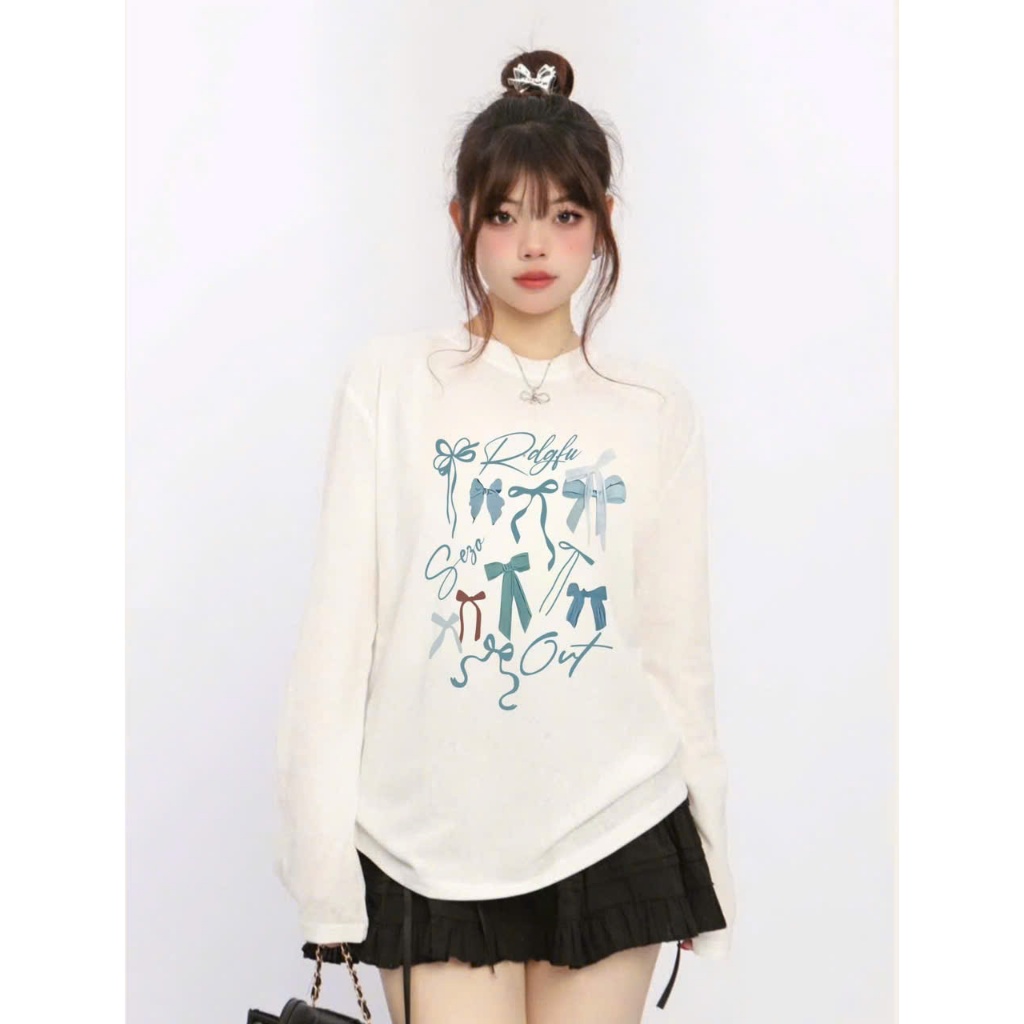 BST Thu Đông Áo dài tay Dáng rộng in hình Stype Hàn Quốc JULY FASHION,  ÁO thun tay dài chất thun xượt mềm mịn ấm áp