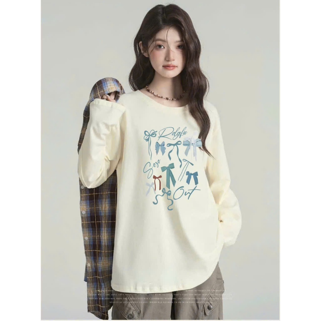 BST Thu Đông Áo dài tay Dáng rộng in hình Stype Hàn Quốc JULY FASHION,  ÁO thun tay dài chất thun xượt mềm mịn ấm áp