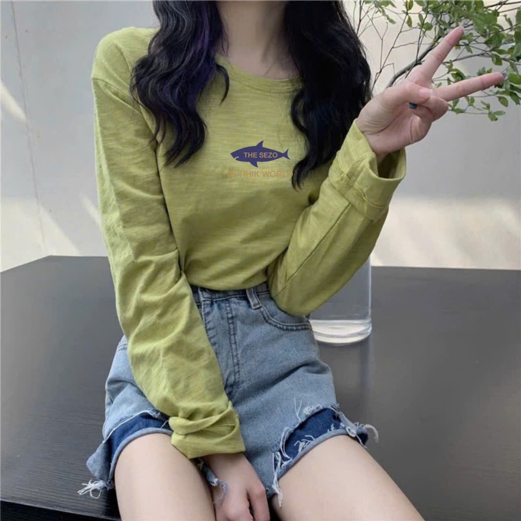 BST Thu Đông Áo dài tay Dáng rộng in hình Stype Hàn Quốc JULY FASHION,  ÁO thun tay dài chất thun xượt mềm mịn ấm áp