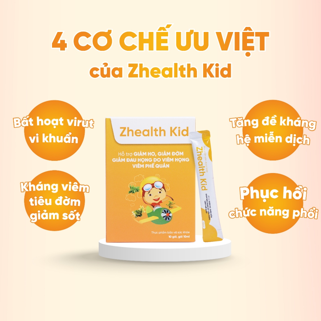 Ảnh Siro ho cho bé Zhealth Kid tăng đề kháng, giảm ho cảm, tiêu đờm, bổ phế, Growgreen AZ(10 gói x 10ml) 4