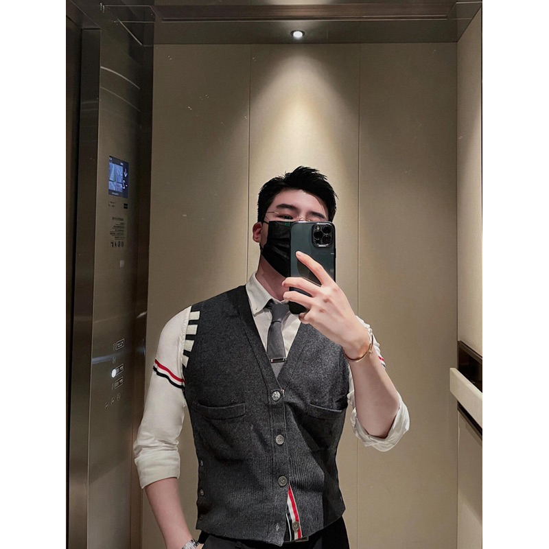 ⚡️[Hight Quality] Áo Gile 1hom Br Knitted  4 Bar Neck Vest - Điểm Nhấn Check Tà Màu Cao Cấp Sang Trọng Nam Nữ