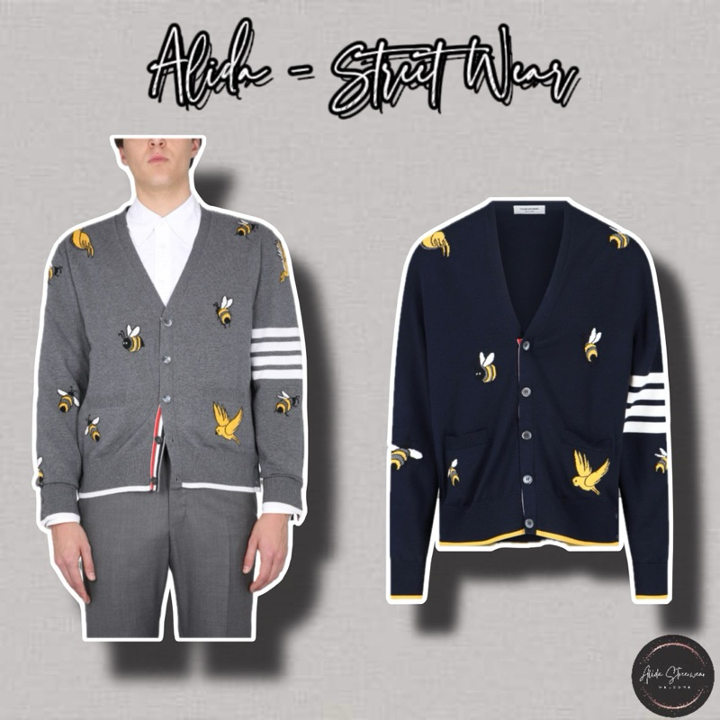 ⚡️[Hight Quality] Áo Len 1hom Br Navy Blue Bird Cardigan - Điểm Nhấn Họa Tiết Đặc Trưng Phối 4 Bar Cao Cấp Nam Nữ Qccc