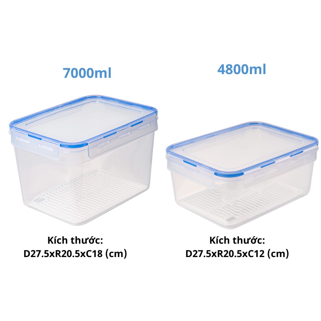 Hộp Đựng Thực Phẩm Chữ Nhật Dung Tích 4,8L & 7L Chính Hãng VIỆT NHẬT
