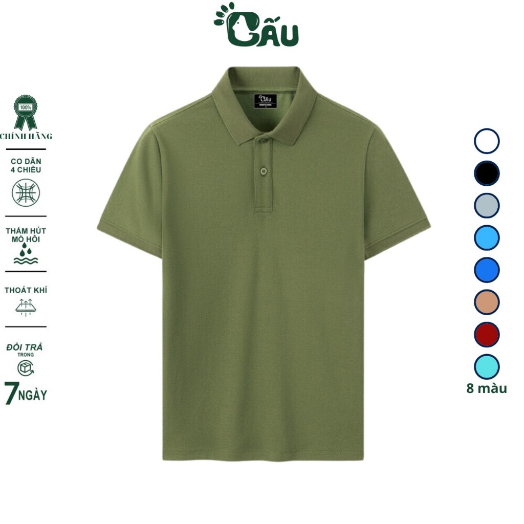 Ảnh Áo thun nam POLO GẤU 194 vải cá sấu mè, co dãn 4 chiều dày dặn form gerular fit - PL Mè 3