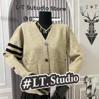 LT - Áo khoác len cadigan thu đông kẻ sọc tay len lông mềm freesize 655