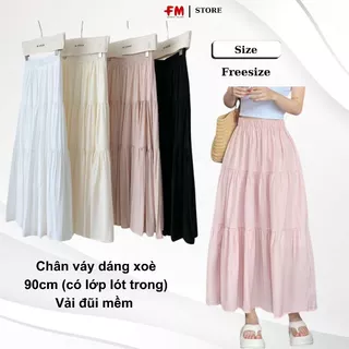 Chân Váy Dài Nữ Đũi Thun Xếp Tầng FMSTYLE Dáng Xoè Nhẹ, Thoáng Mát, Chuẩn style Hàn Quốc 25061639