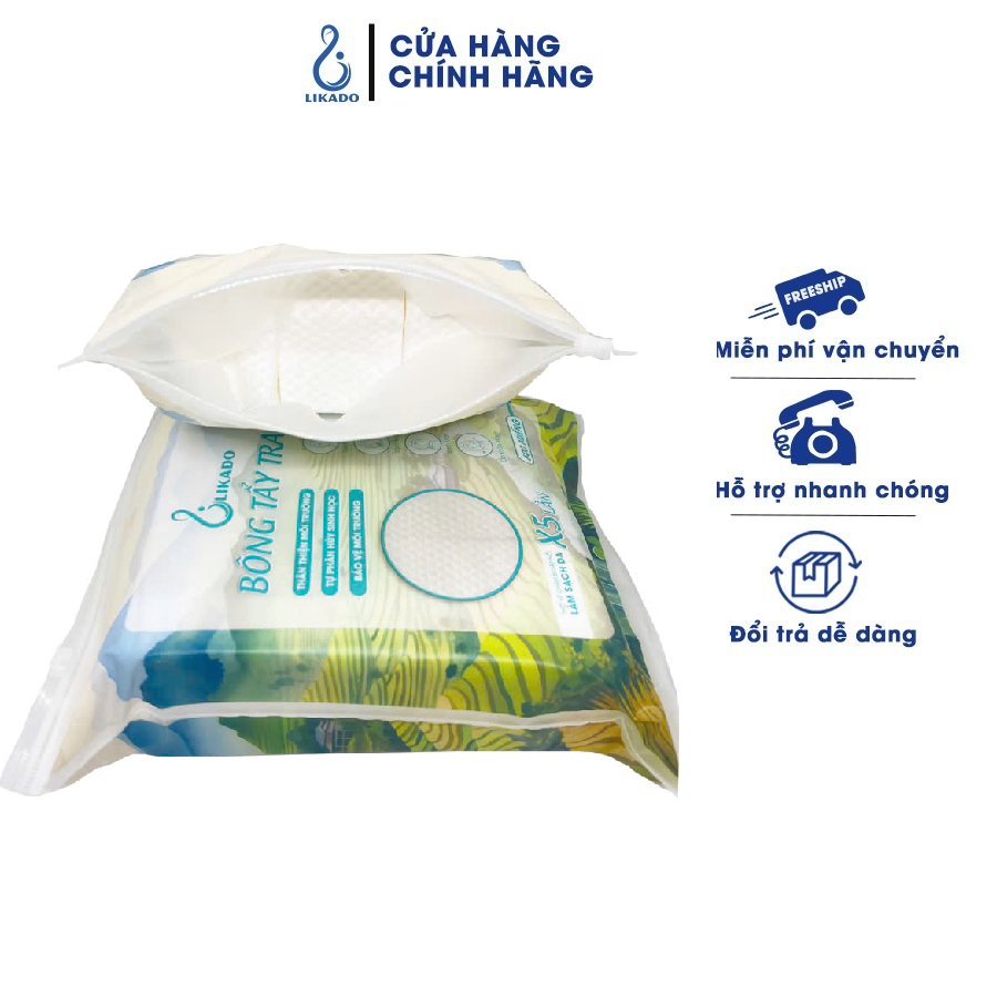 Ảnh Bông tẩy trang Likado túi 600 miếng kích thước 6cmx5cm 3