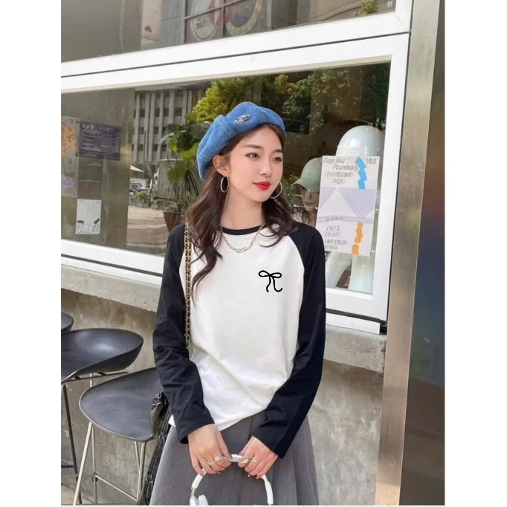 BST Thu Đông Áo dài tay Phối màu Dáng rộng in hình Stype Hàn Quốc JULY FASHION,  ÁO thun nữ tay dài thun xượt mềm mịn