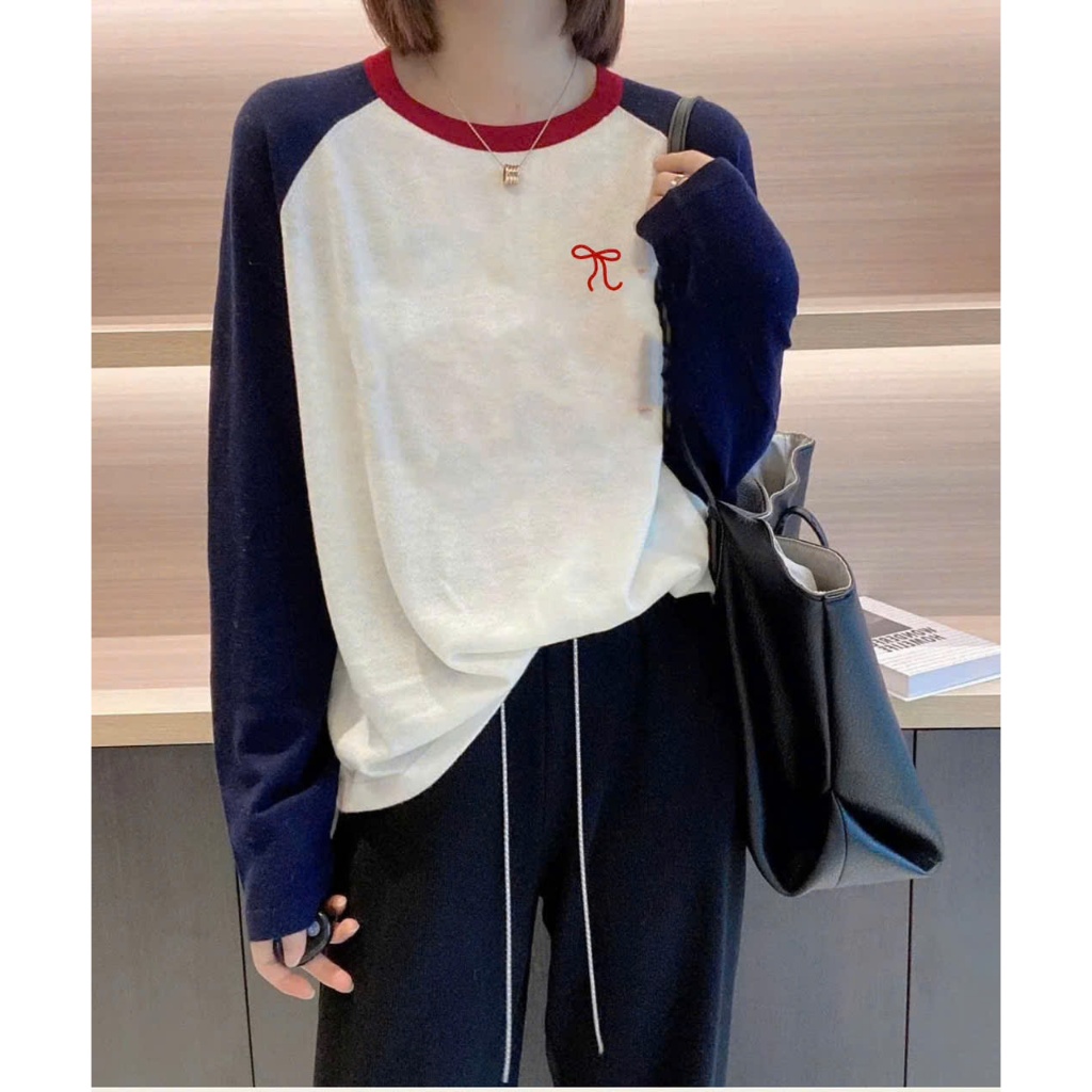 BST Thu Đông Áo dài tay Phối màu Dáng rộng in hình Stype Hàn Quốc JULY FASHION,  ÁO thun nữ tay dài thun xượt mềm mịn