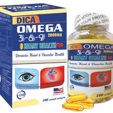 Viên uống Omega 3 6 9 DICA OMEGA 369 [CHÍNH HÃNG MỸ]-Chai 100v-BỔ SUNG OMEGA 3 6 9 TỐT CHO MẮT, NÃO, TIM MẠCH VÀ DA