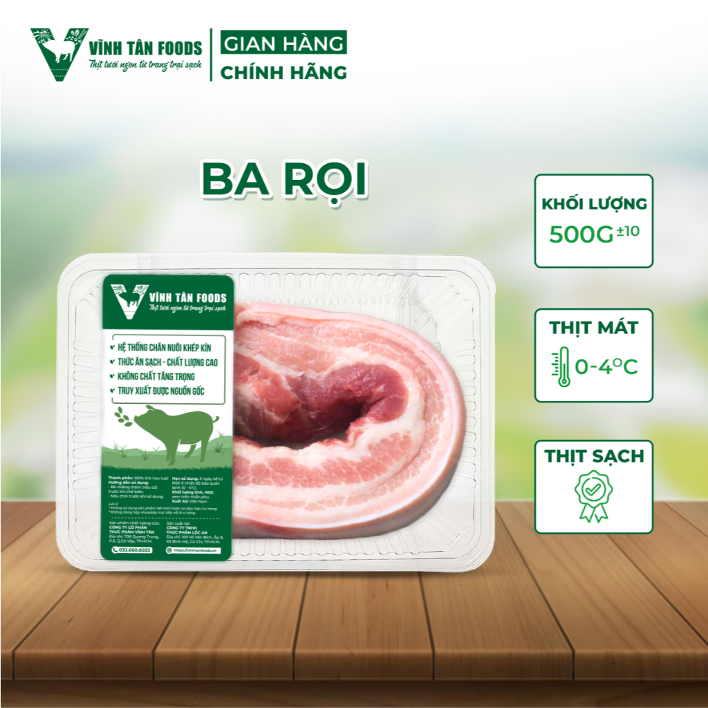 Ba rọi heo Vĩnh Tân Foods khay 500g - Thịt heo tươi [Giao hỏa tốc HCM ...