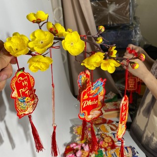 [QÙA TẶNG KÈM TEM CHỮ TẾT] Combo 3 Set 5- 6 dây trang trí, liễng treo cây đào, mai trang trí tết 2025