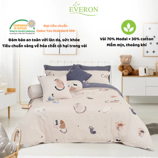 Mẫu chăn ga gối EVERON cho bé CPM 25202 Mèo Vui Vẻ, vải Modal