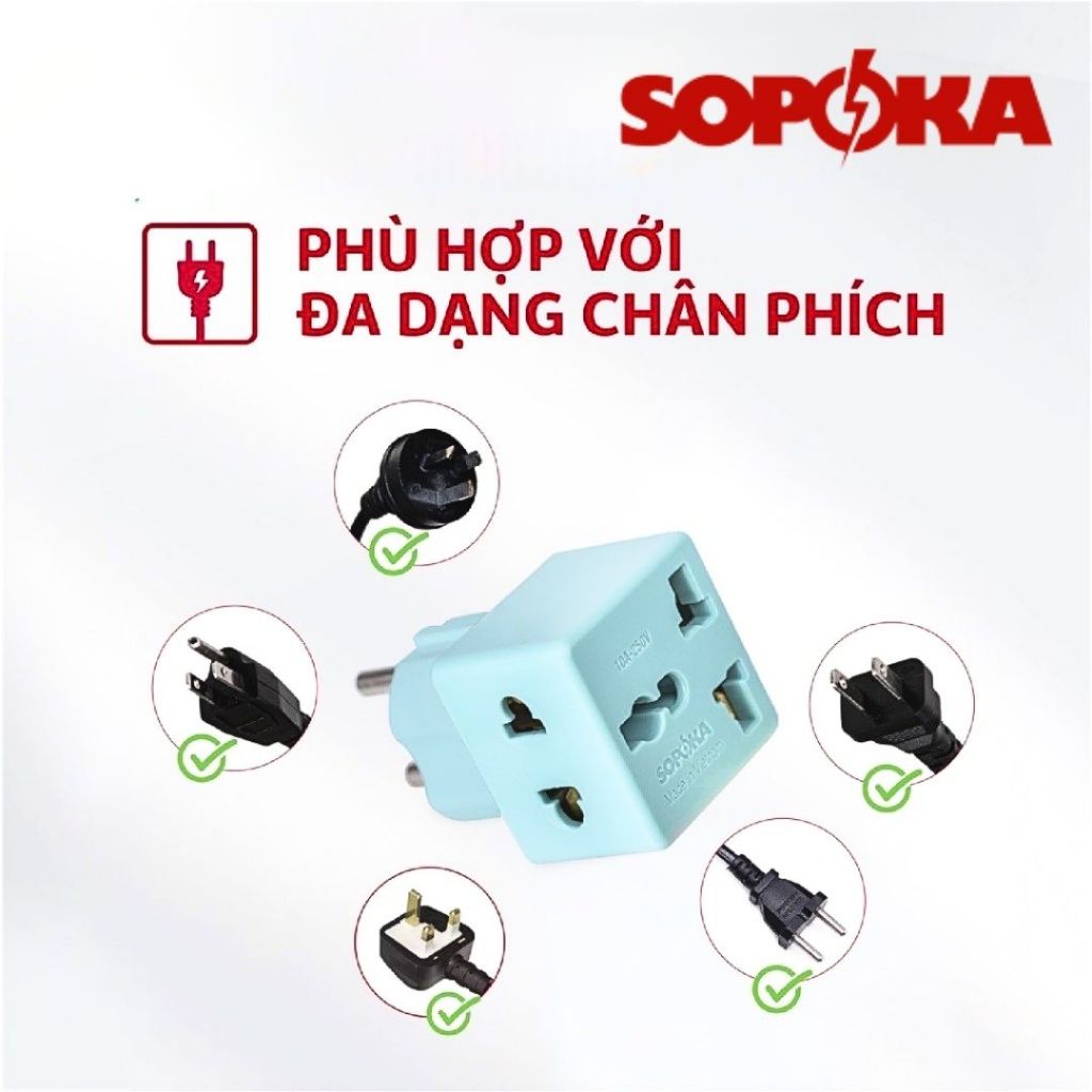 Ổ Chia gập góc Sopoka Chất Liệu Nhựa ABS Chống Cháy Nổ