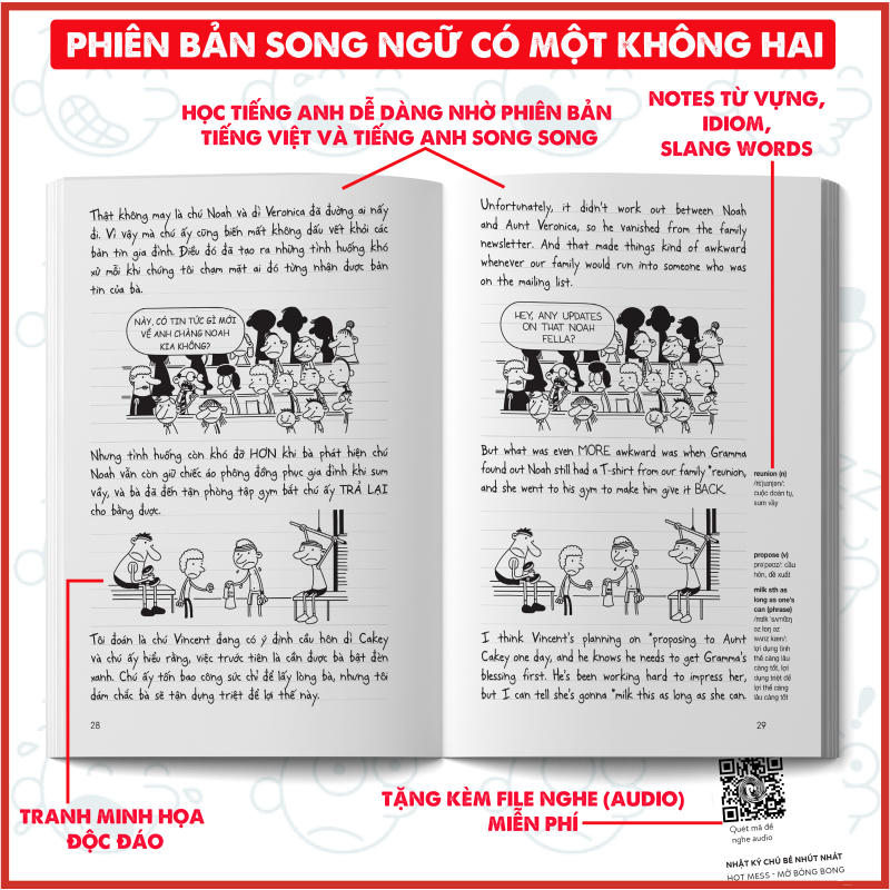 Ảnh Sách Nhật ký Chú Bé Nhút Nhát Tập 19 song Ngữ - Diary Of A Wimpy Kid tặng file nghe và note từ vựng 3