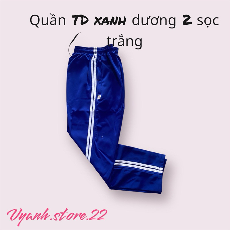 Quần thể dục xanh dương 2 sọc trắng hàng cao cấp ( Ảnh tự chụp 100%)