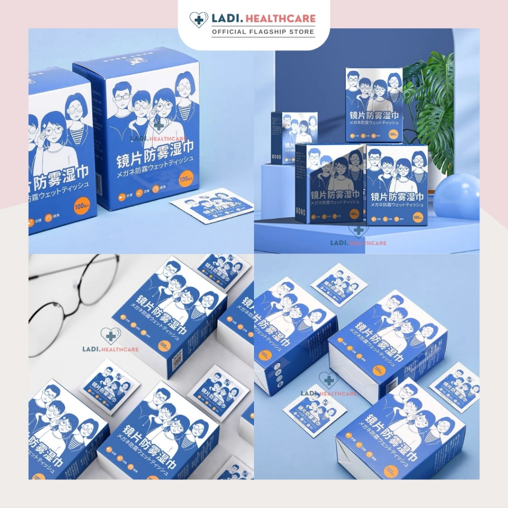 [Hộp 100 Cái] Khăn giấy lau kính Nano chống mờ sương, hơi nước, vân tay bụi bẩn trên mắt kính, điện thoại