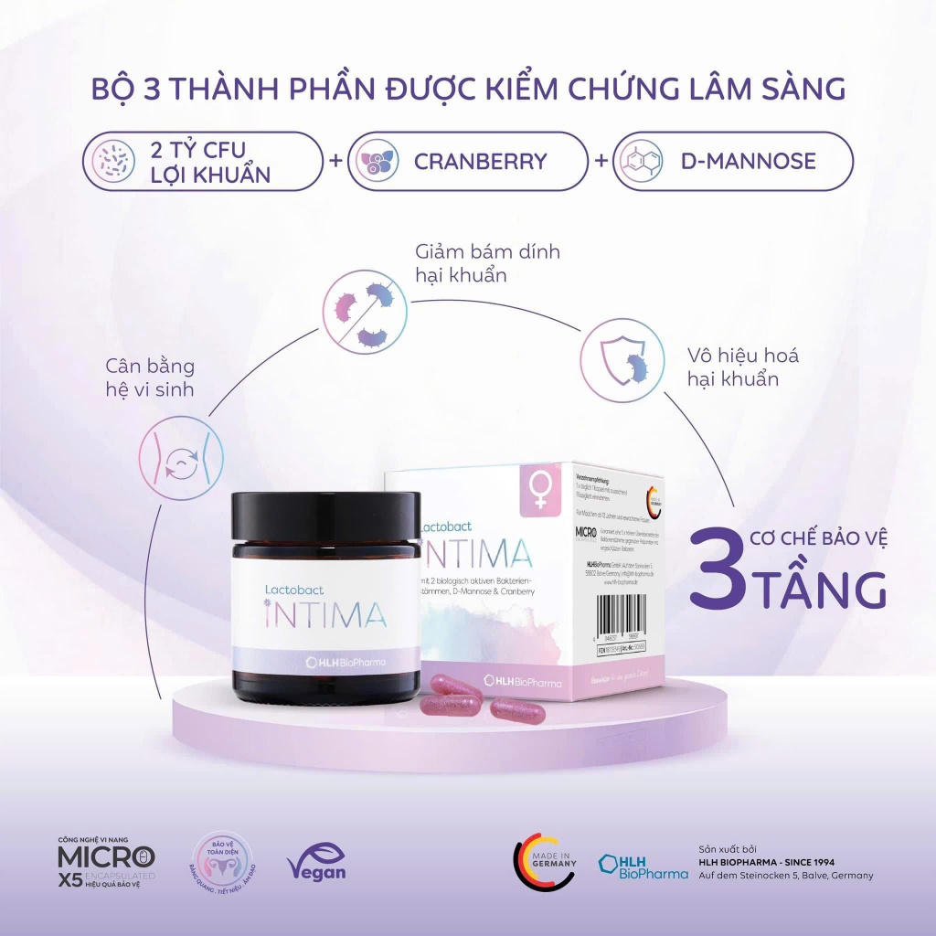 Viên uống men vi sinh phụ nữ Lactobact Intima nhập khẩu chính hãng từ Đức
