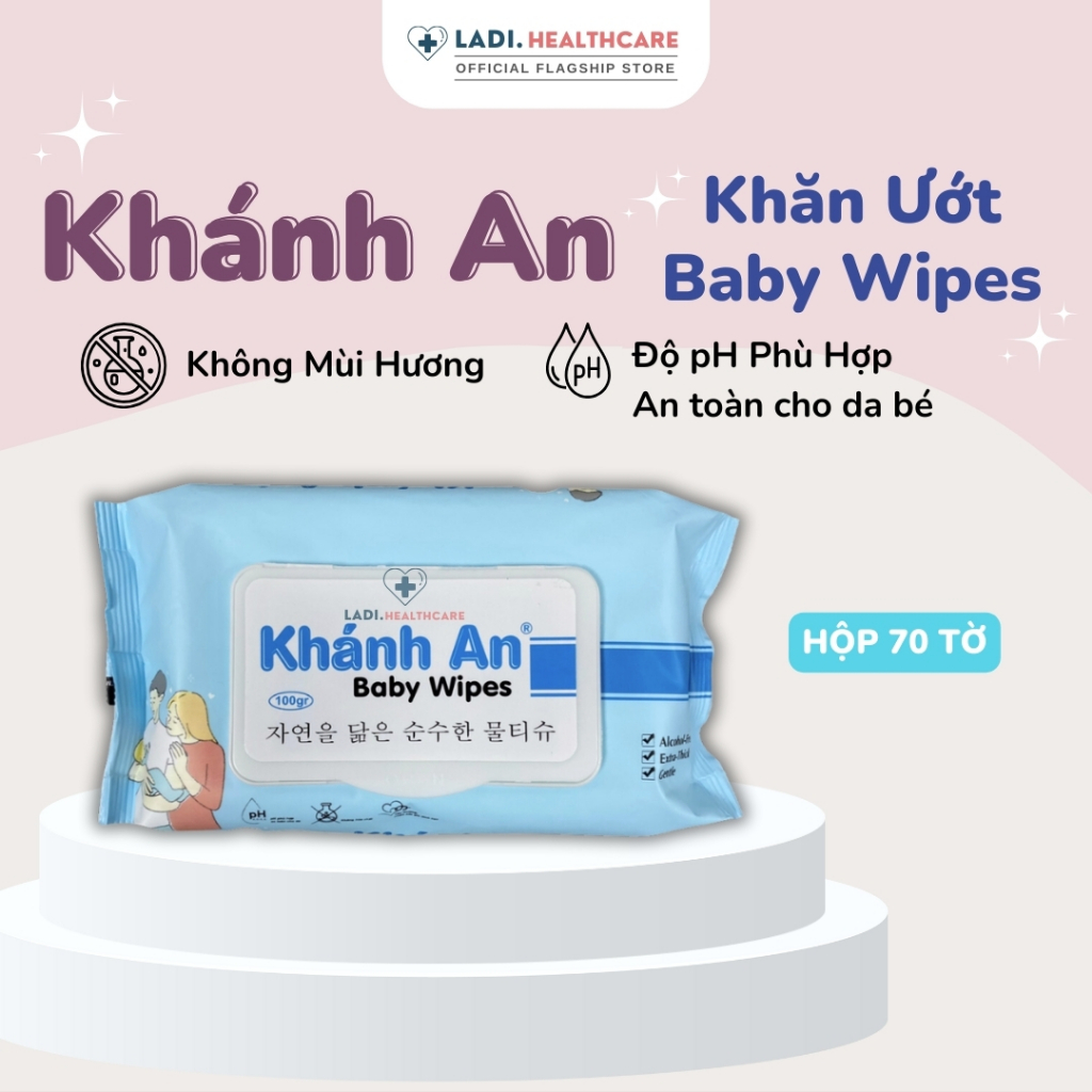 Khăn ướt baby Khánh An [Bịch 100 tờ] khăn giấy ướt dành cho bé không mùi, không màu