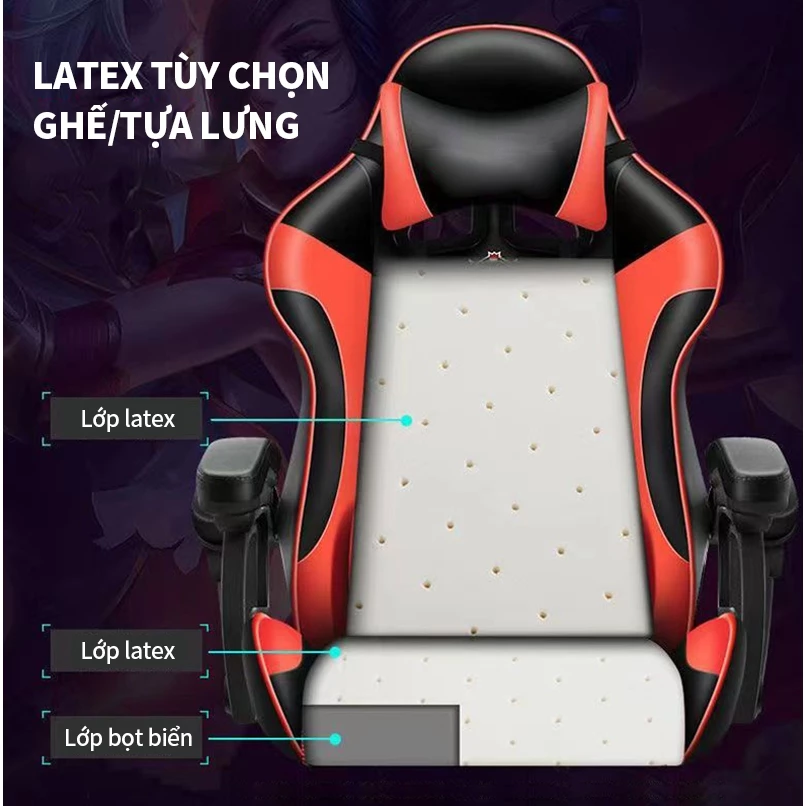 Ghế gaming AIODIY Công thái học bọc nệm mềm Thích hợp làm việc chơi game do điều chỉnh chiều cao và có đế đạp
