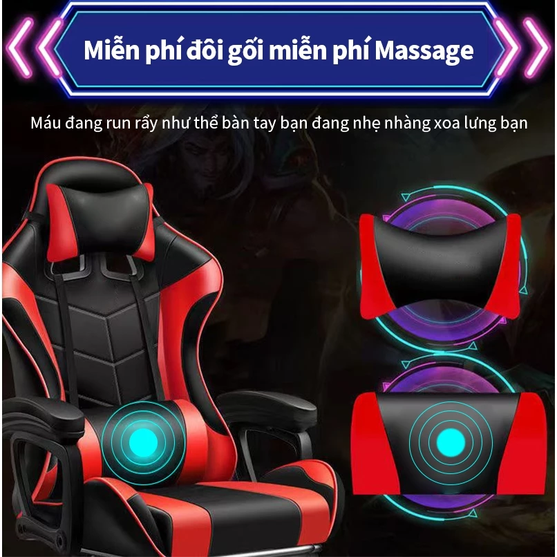 Ghế gaming AIODIY Công thái học bọc nệm mềm Thích hợp làm việc chơi game do điều chỉnh chiều cao và có đế đạp