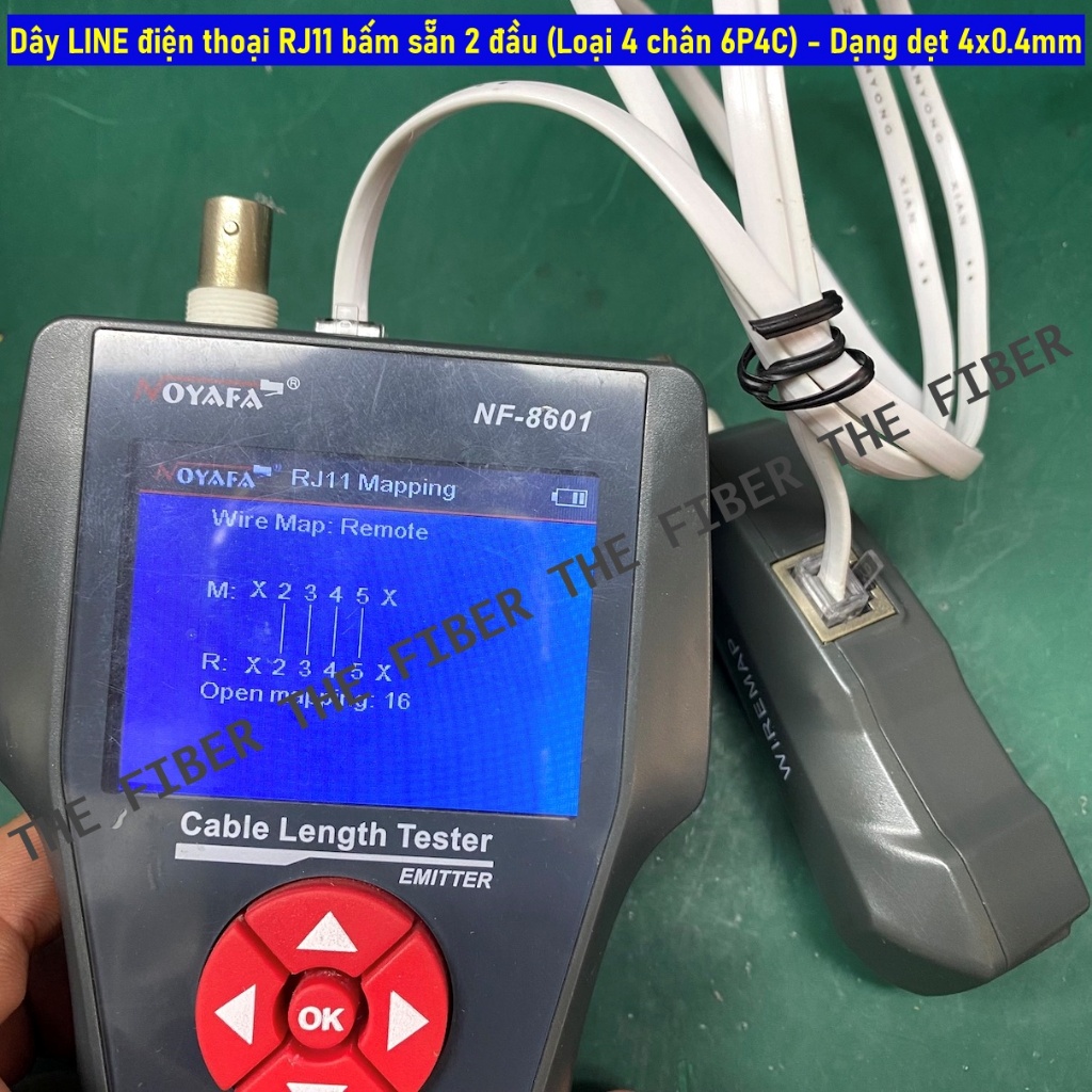 Dây LINE điện thoại RJ11 bấm sẵn 2 đầu (Loại 4 chân 6P4C) - Dạng dẹt ...