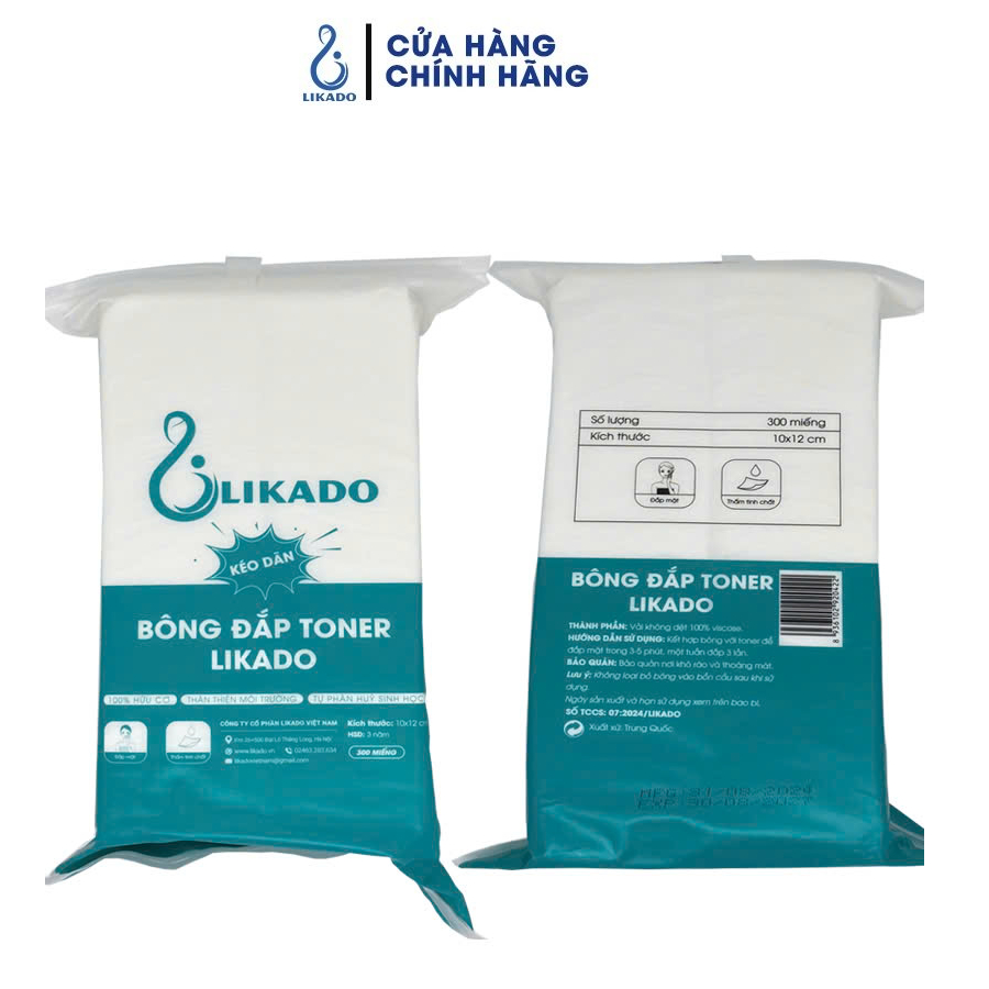 Ảnh Bông đắp toner lotion mask kéo dãn Likado túi 300 miếng cotton mềm (1 túi) 3