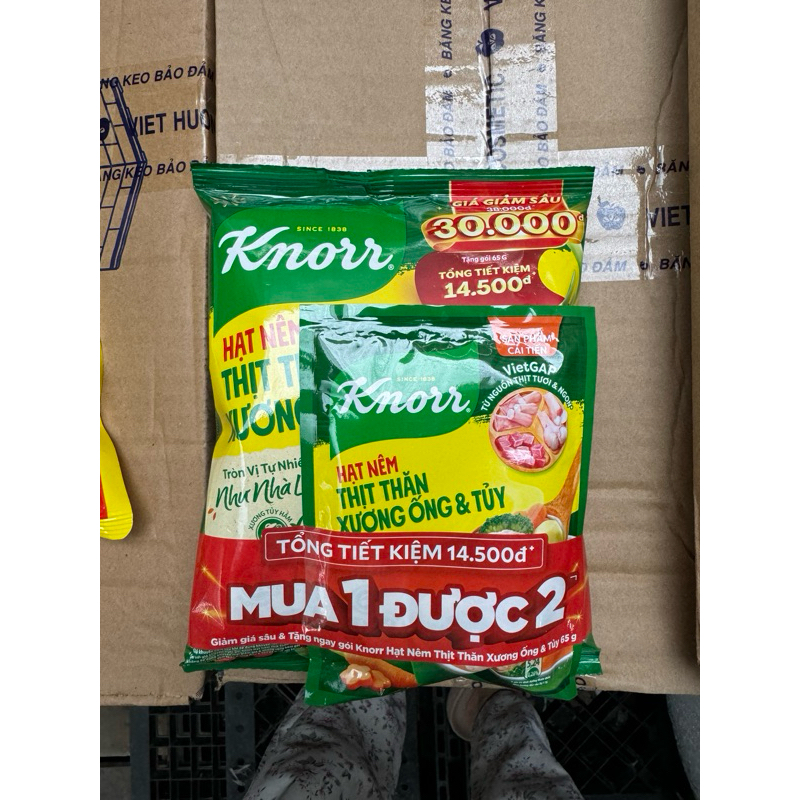 (mua 1 tặng 1) Hạt nêm Knorr thịt thăn, xương ống và tủy gói 400gr