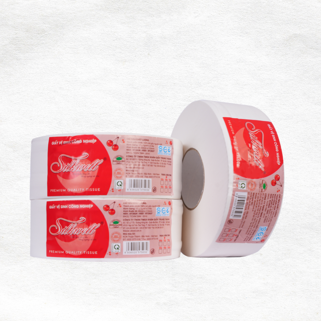Ảnh Combo 5 giấy vệ sinh công nghiệp cuộn lớn Silkwell 700gr 2 lớp mềm mịn, thấm hút tốt, hàng chính hãng 3
