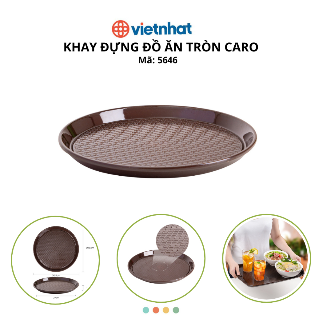 Khay đựng thực phẩm tròn caro, Khay đựng đồ ăn Chính Hãng VIỆT NHẬT (Mã 5646)