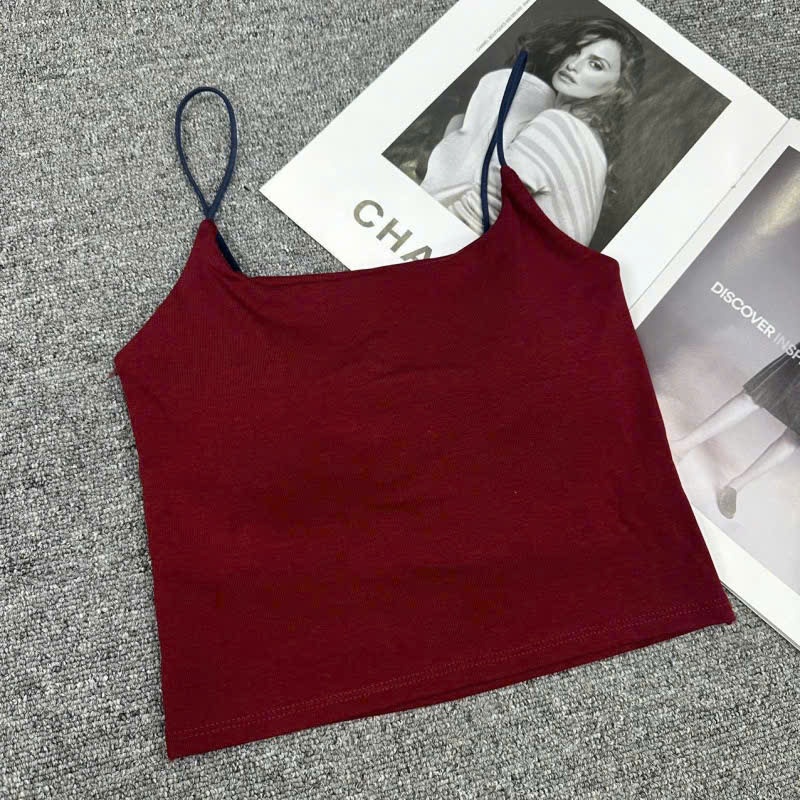 Áo Bra 2 Dây Croptop Sợi Bún Có Đệm Nâng Ngực Dáng Ôm Thoáng Mát 1871