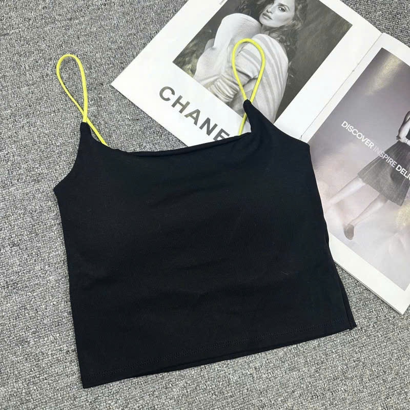 Áo Bra 2 Dây Croptop Sợi Bún Có Đệm Nâng Ngực Dáng Ôm Thoáng Mát 1871