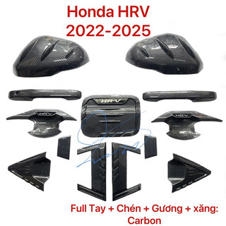 Ốp Tay + Hõm, Nắp Xăng, Ốp Gương CARBON xe Honda HRV 2022- ĐẾN NAY - Vân CARBON cao cấp