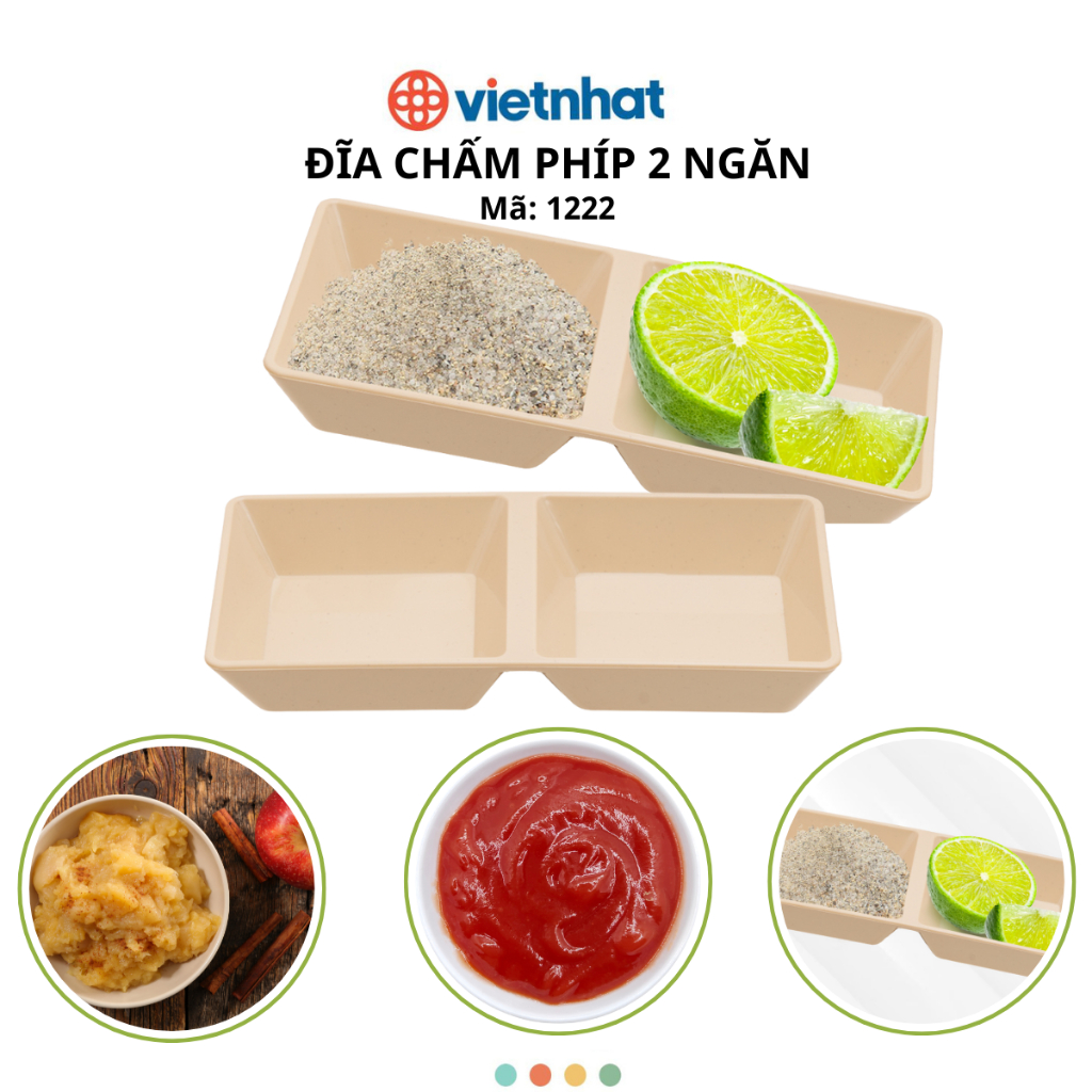 Combo 10 Đĩa Chấm Phíp 2 Ngăn Chính Việt Nhật (Mã 1220)
