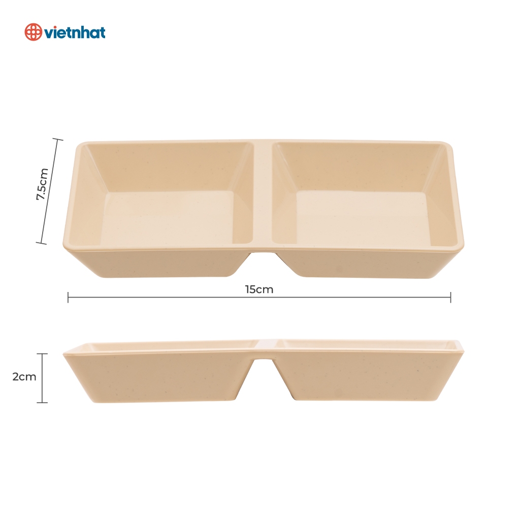 Combo 10 Đĩa Chấm Phíp 2 Ngăn Chính Việt Nhật (Mã 1220)