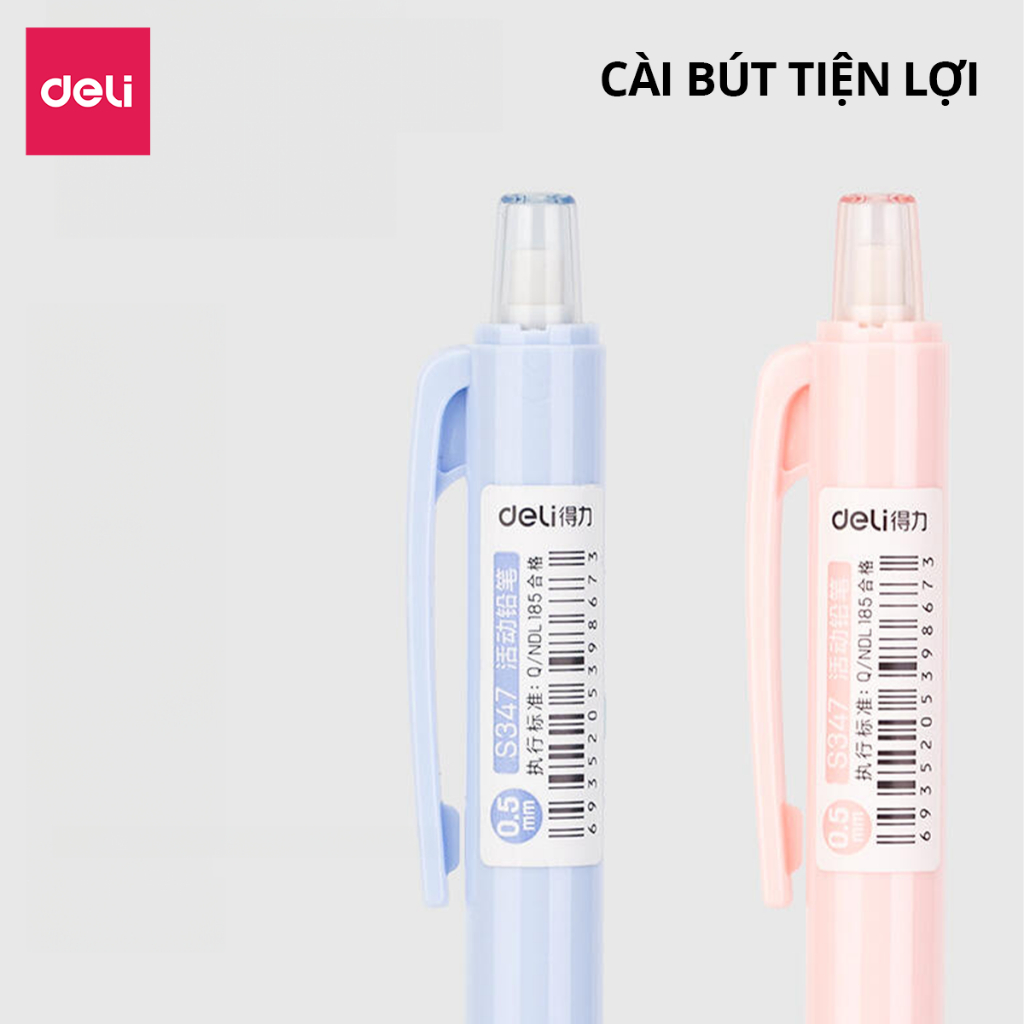 Ảnh Bút Chì Kim Pastel Deli Ngòi 0.5-0.7mm Đệm Tay Siêu Êm Cao Cấp Kèm Đầu Tẩy  Cải Tiến Cho Học Sinh Dân Văn Phòng Tiện Lợi 3