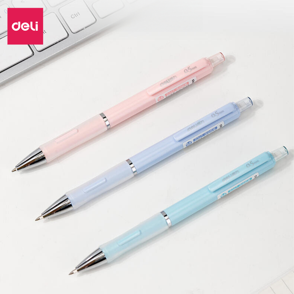 Ảnh Bút Chì Kim Pastel Deli Ngòi 0.5-0.7mm Đệm Tay Siêu Êm Cao Cấp Kèm Đầu Tẩy  Cải Tiến Cho Học Sinh Dân Văn Phòng Tiện Lợi 4