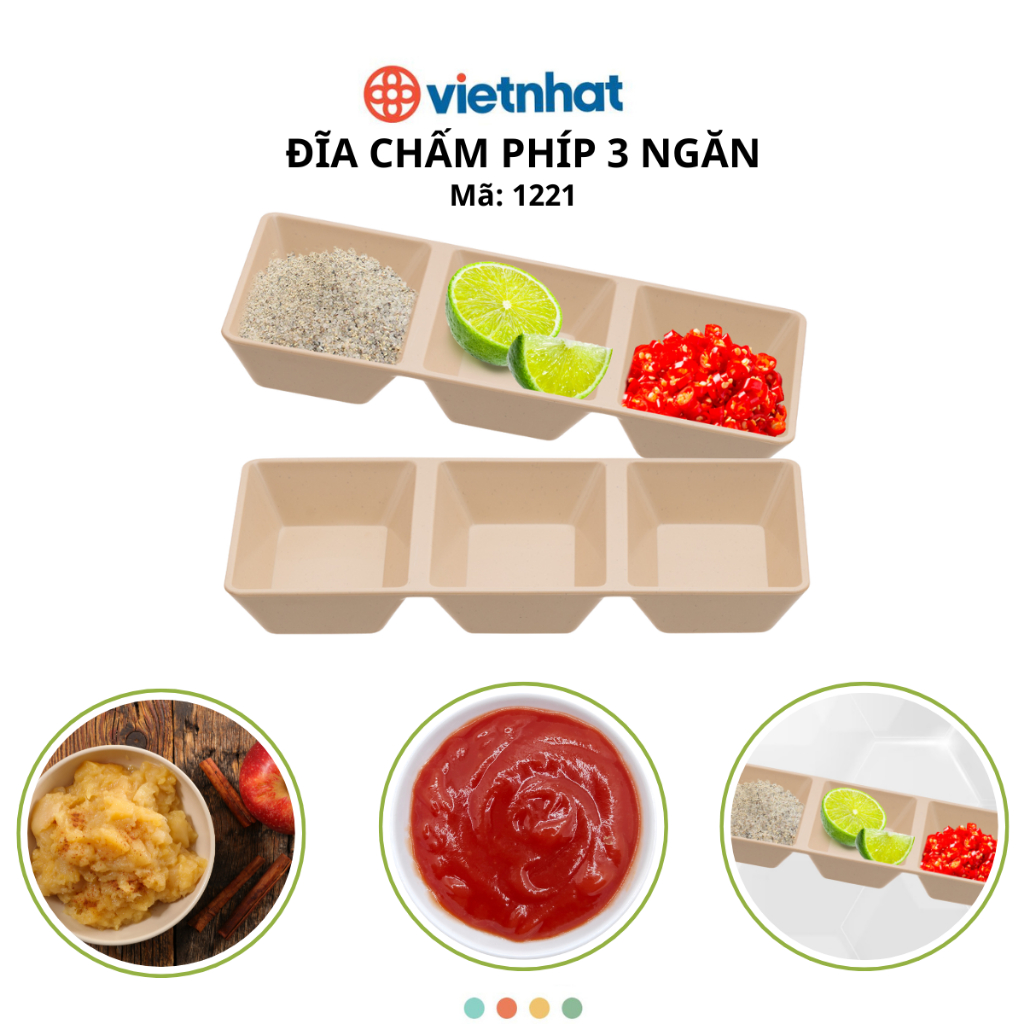 Combo 10 Đĩa Chấm Phip 3 Ngăn Chính Hãng VIỆT NHẬT (1221)