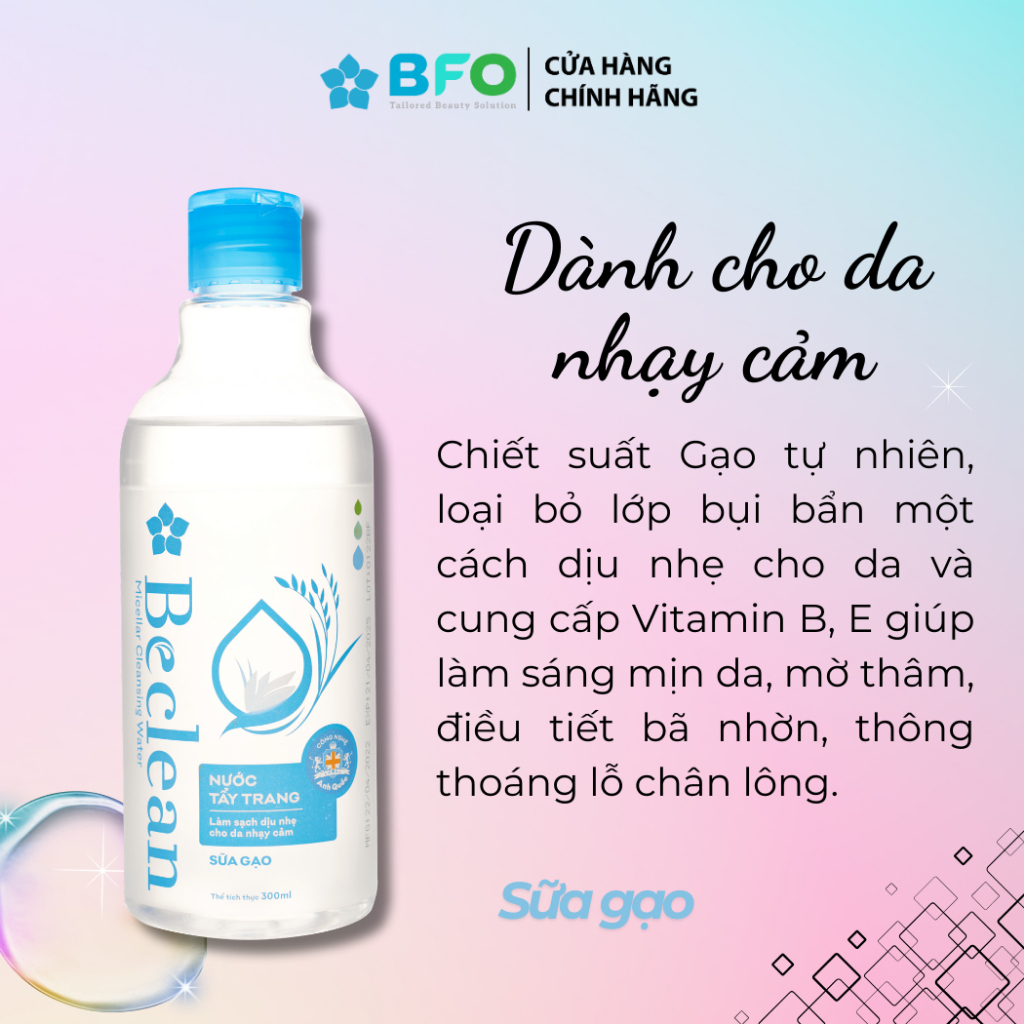 Ảnh Nước Tẩy Trang Làm Sạch Sâu Không Cồn Không Paraben Dịu Nhẹ Cho Da BFO Beclean 100ml/300ml 4
