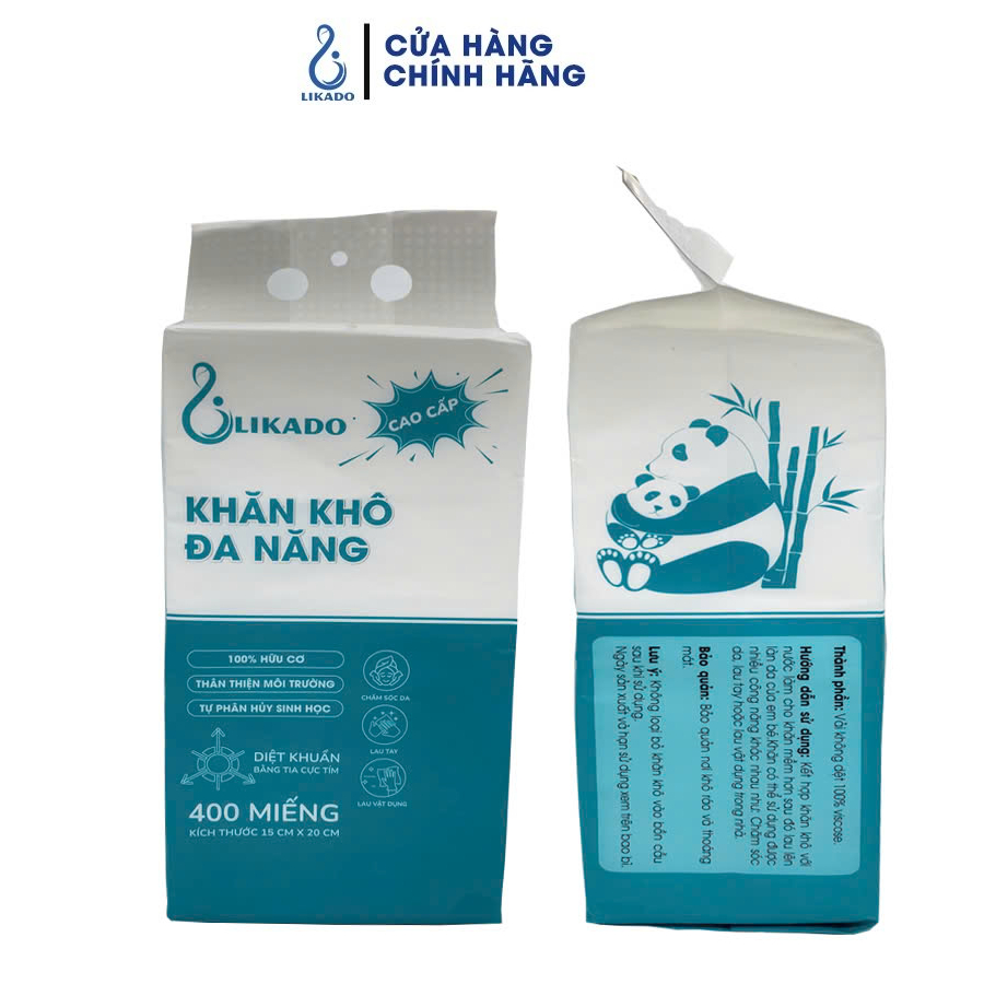 Ảnh Khăn vải khô đa năng Likado cho bé 400 tờ 100% cotton kích thước 15*20cm 4