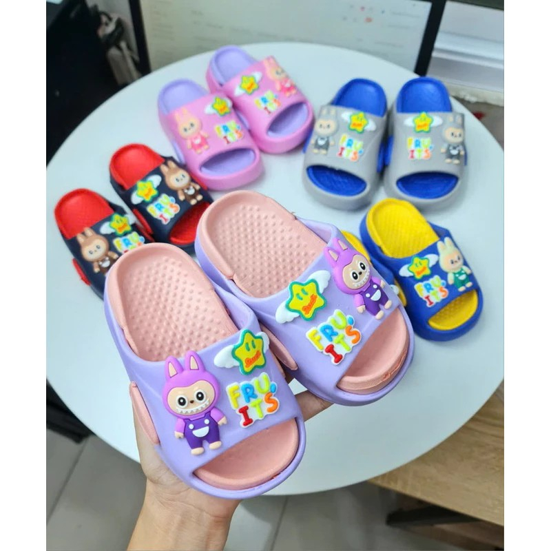 Dép bánh mì đế cao 2 lớp hình thỏ labubu siêu nhẹ êm chân cho bé trai và bé gái - Fru